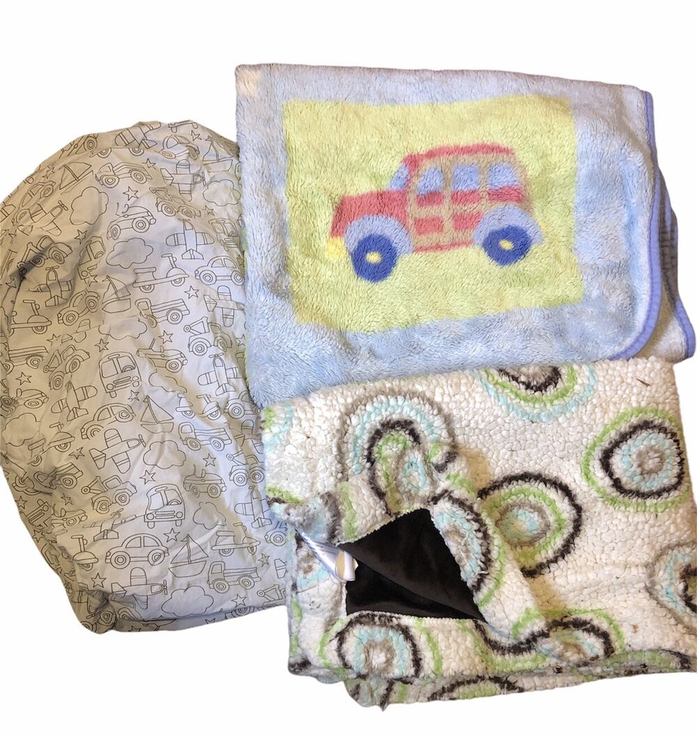 Blue Truck Plane Cars Sheet And Blanket Set